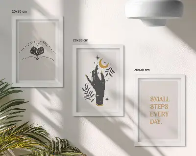 Sada obrazů na zeď minimalistické ilustrace s boho textem