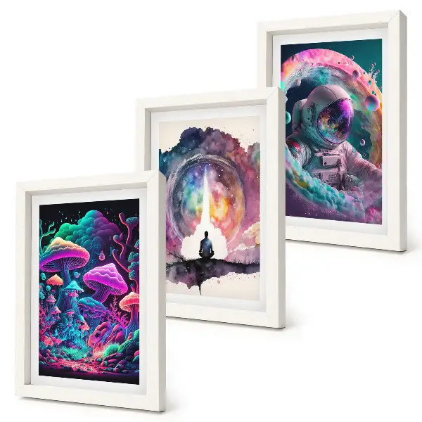 Sada obrazů na zeď s barevnými ilustracemi ve stylu fantasy umění