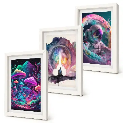 Sada obrazů na zeď s barevnými ilustracemi ve stylu fantasy umění