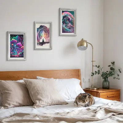 Sada obrazů na zeď s barevnými ilustracemi ve stylu fantasy umění