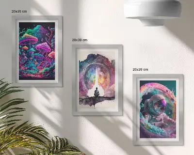 Sada obrazů na zeď s barevnými ilustracemi ve stylu fantasy umění