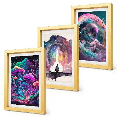 Sada obrazů na zeď s barevnými ilustracemi ve stylu fantasy umění