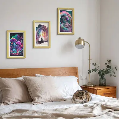 Sada obrazů na zeď s barevnými ilustracemi ve stylu fantasy umění