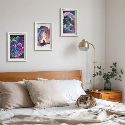 Sada obrazů na zeď s barevnými ilustracemi ve stylu fantasy umění