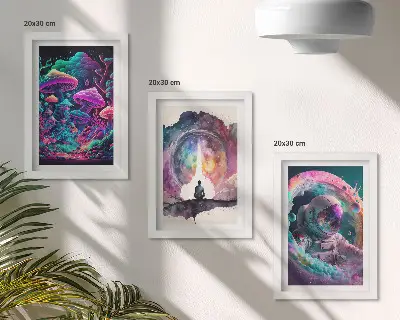 Sada obrazů na zeď s barevnými ilustracemi ve stylu fantasy umění