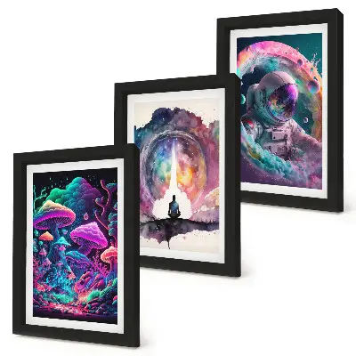 Sada obrazů na zeď s barevnými ilustracemi ve stylu fantasy umění