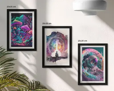 Sada obrazů na zeď s barevnými ilustracemi ve stylu fantasy umění