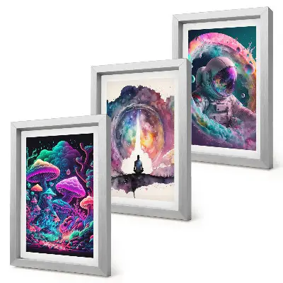Sada obrazů na zeď s barevnými ilustracemi ve stylu fantasy umění