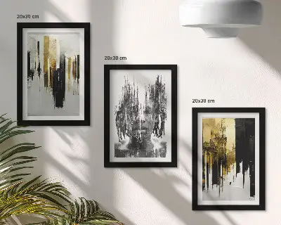 Sada obrazů na zeď kontrastní abstrakce s portréty a architekturou