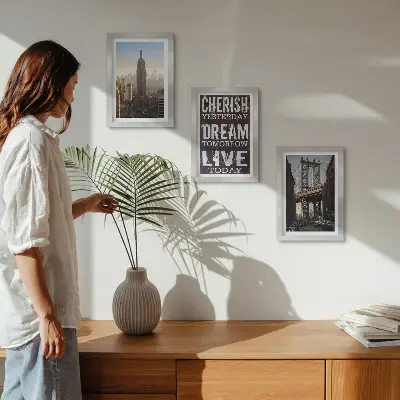 Sada obrazů na zeď krajiny New Yorku s inspirativním citátem