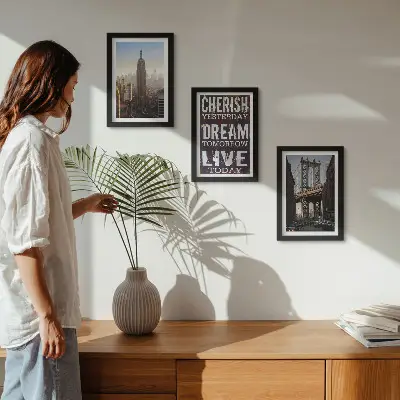 Sada obrazů na zeď krajiny New Yorku s inspirativním citátem