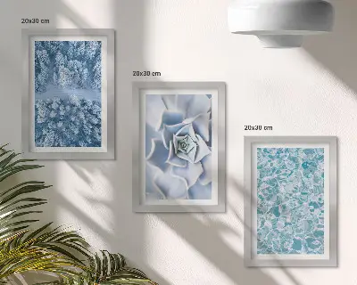 Vícedílný obraz v rámu zimní les s modrým květem a vodní hladinou