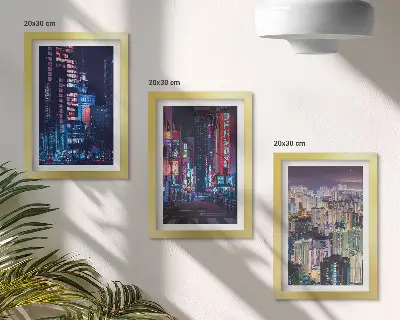 Sada obrazů na zeď noční pohledy na města s neonovými světly
