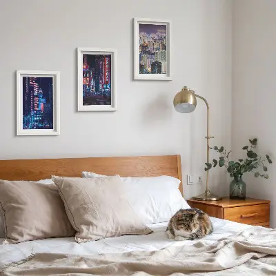 Sada obrazů na zeď noční pohledy na města s neonovými světly