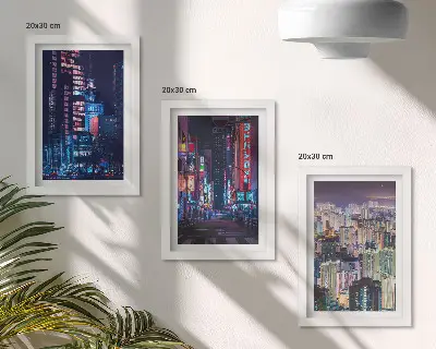Sada obrazů na zeď noční pohledy na města s neonovými světly