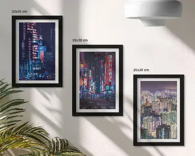 Sada obrazů na zeď noční pohledy na města s neonovými světly