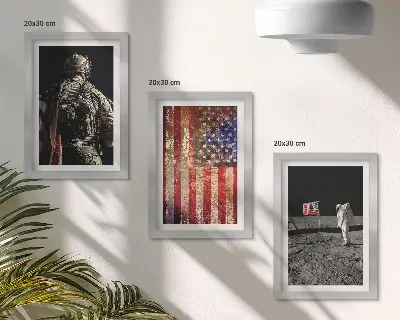 Vícedílný obraz v rámu s motivem americké vlajky