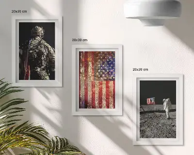 Vícedílný obraz v rámu s motivem americké vlajky