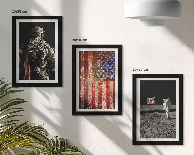 Vícedílný obraz v rámu s motivem americké vlajky