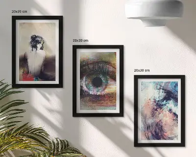 Sada obrazů na zeď portrét ženy s abstraktními barvami očí