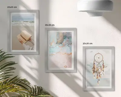 Vícedílný obraz v rámu abstraktní motiv knihy u moře s lapačem snů ve stylu boho