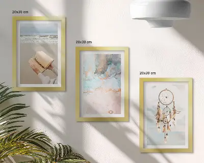 Vícedílný obraz v rámu abstraktní motiv knihy u moře s lapačem snů ve stylu boho