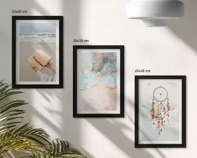 Vícedílný obraz v rámu abstraktní motiv knihy u moře s lapačem snů ve stylu boho