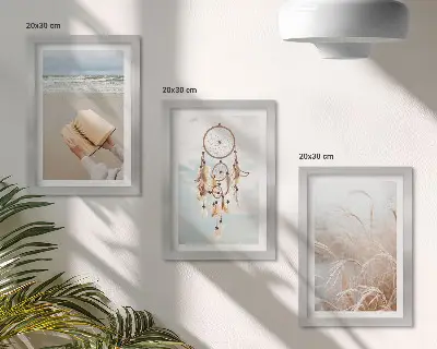 Vícedílný obraz v rámu klidná krajina s jemnými letními výhledy v boho stylu