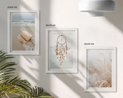 Vícedílný obraz v rámu klidná krajina s jemnými letními výhledy v boho stylu