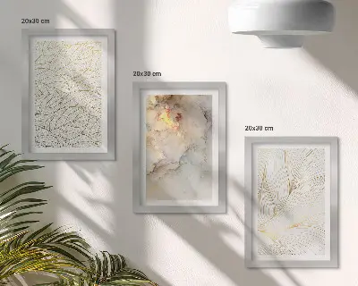 Sada obrazů na zeď abstraktní mramorový vzor s liniemi listů