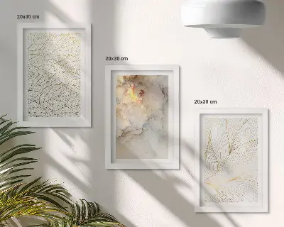 Sada obrazů na zeď abstraktní mramorový vzor s liniemi listů
