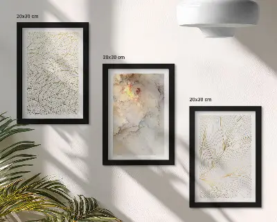 Sada obrazů na zeď abstraktní mramorový vzor s liniemi listů