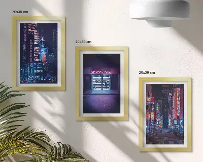 Vícedílný obraz v rámu noční město s neonovými světly a vchodem do kina
