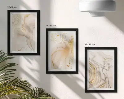 Sada tří obrazů jemné abstraktní vzory rozlité barvy