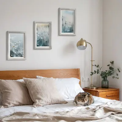 Sada obrazů na zeď kapky rosy na křehkých pampeliškách