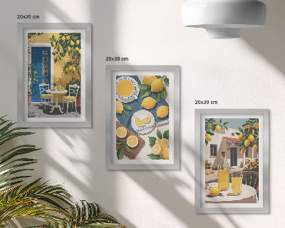 Sada tří obrazů Limonáda s italským výhledem a terasou na slunci