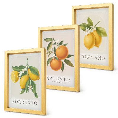 Sada obrazů na zeď Citrony a pomeranče z italského pobřeží Amalfi