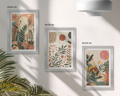 Sada tří obrazů Vintage rostlinné vzory v pastelových odstínech