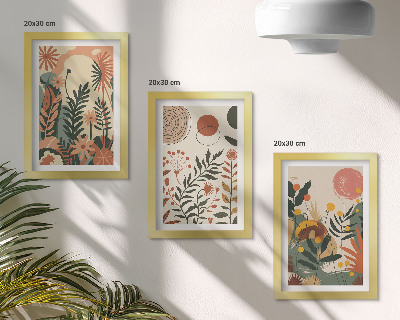 Sada tří obrazů Vintage rostlinné vzory v pastelových odstínech