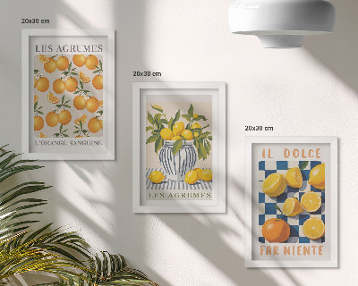 Vícedílný obraz v rámu Retro citrusové ovoce se žlutými akcenty