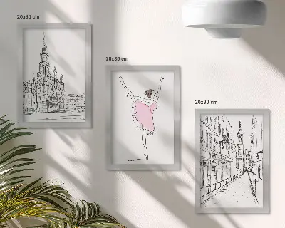 Sada tří obrazů stylové baletky a architektura