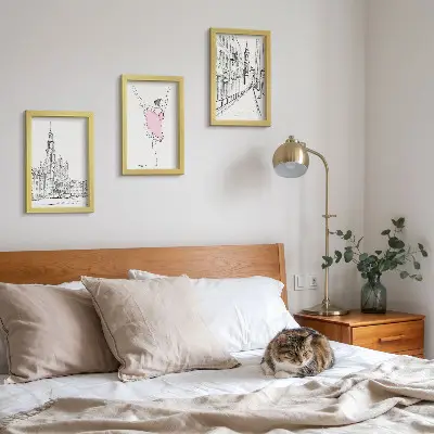 Sada tří obrazů stylové baletky a architektura