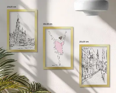 Sada tří obrazů stylové baletky a architektura