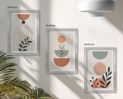 Sada obrazů na zeď rostlinné motivy v moderních tvarech a barvách