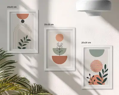 Sada obrazů na zeď rostlinné motivy v moderních tvarech a barvách