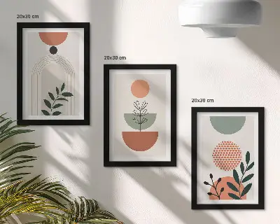 Sada obrazů na zeď rostlinné motivy v moderních tvarech a barvách