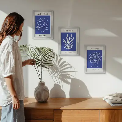 Sada tří obrazů stylové modré plakáty od Henriho Matisse