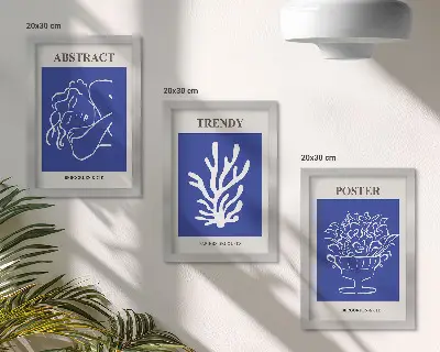 Sada tří obrazů stylové modré plakáty od Henriho Matisse