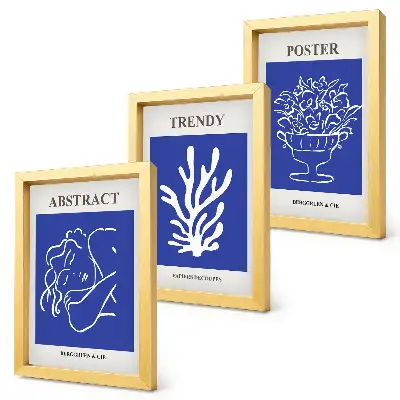 Sada tří obrazů stylové modré plakáty od Henriho Matisse
