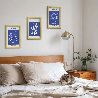 Sada tří obrazů stylové modré plakáty od Henriho Matisse
